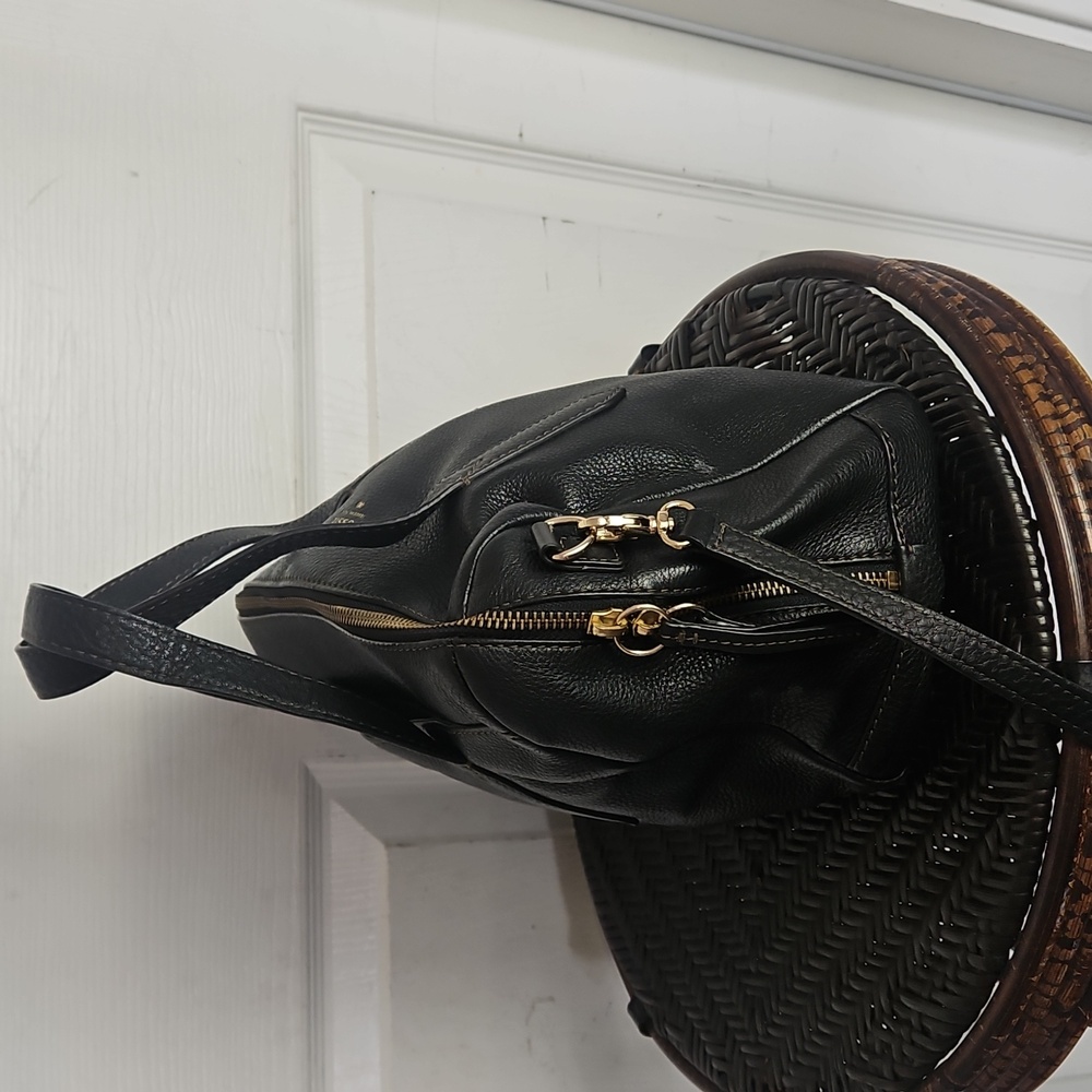 Fossil Black Crossbody Bag Satchel Pebbled Leather - Picture 4 of 16